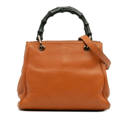 Gucci B Gucci Orange Dark Orange Calf Leather Small skin Bamboo Shopper Satchel Italy