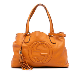 Gucci B Gucci Orange Calf Leather Medium Soho Working Satchel Italy