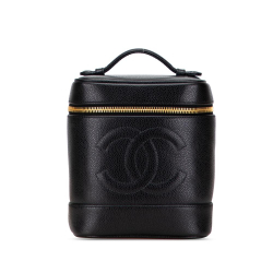 Chanel B Chanel Black Caviar Leather Leather CC Caviar Vanity Case France