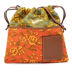Loewe B LOEWE Orange Canvas Fabric Paulas Ibiza Angel Drawstring Crossbody Spain