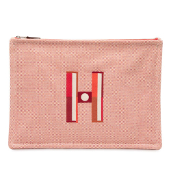 Hermès AB Hermès Red Canvas Fabric Large H Faubourg Corner Case France