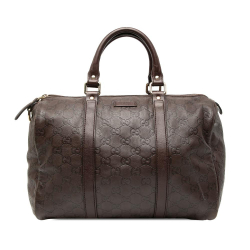 Gucci B Gucci Brown Dark Brown Calf Leather Medium Guccissima Joy Boston Bag Italy