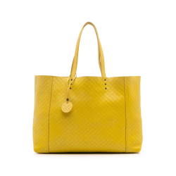 Bottega Veneta B Bottega Veneta Yellow Calf Leather Intrecciomirage Tote Italy