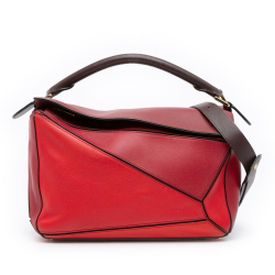 Loewe B LOEWE Red Calf Leather Medium Tricolor skin Puzzle Satchel Spain