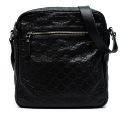 Gucci B Gucci Black Calf Leather Guccissima Crossbody Italy