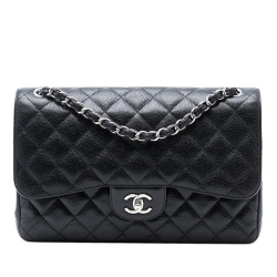Chanel B Chanel Black Caviar Leather Leather Jumbo Classic Caviar Double Flap Italy