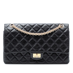 Chanel B Chanel Black Calf Leather Reissue 2.55 Aged skin Double Flap 226 France