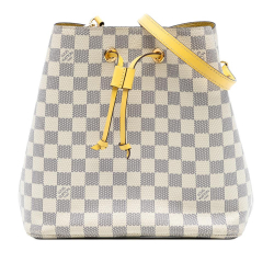 Louis Vuitton B Louis Vuitton White with Yellow Damier Canvas Fabric Damier Azur Neonoe MM France