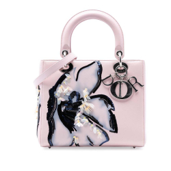 Christian Dior AB Dior Pink Calf Leather Medium skin Sequin Embellished Lady Dior Italy