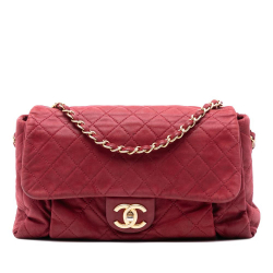 Chanel B Chanel Red Calf Leather Large Aged skin Chic Quilt Flap Italy
