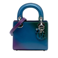 Christian Dior B Dior Blue Calf Leather Mini Ombre skin Lady Dior Italy