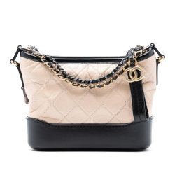 Chanel AB Chanel Brown Beige with Black Calf Leather Small Bicolor Aged skin Gabrielle Crossbody Italy