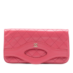 Chanel AB Chanel Pink Calf Leather Crumpled skin 31 Clutch Italy