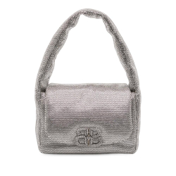 Balenciaga AB Balenciaga Silver Calf Leather Small Rhinestone Embellished skin Monaco Sling Shoulder Bag Italy