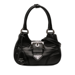 Prada AB Prada Black Nappa Leather Leather Nappa Soft Padded Re Edition 2002 Moon Satchel Italy