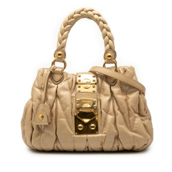 Miu Miu B Miu Miu Brown Beige Lambskin Leather Leather Matelasse Lambskin Satchel Turkey