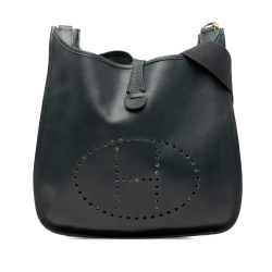 Hermès B Hermès Blue Navy Calf Leather Clemence Evelyne GM France