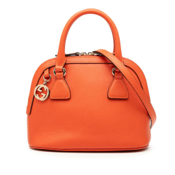 Gucci AB Gucci Orange Dark Orange Calf Leather Mini GG Charm Dome Satchel Italy