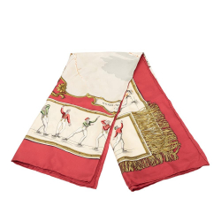 Hermès B Hermès White Off White with Red Silk Fabric Les Plaisirs du Froid Scarf 90 France