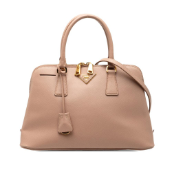 Prada B Prada Brown Nude Saffiano Leather Medium Lux Promenade Satchel Italy