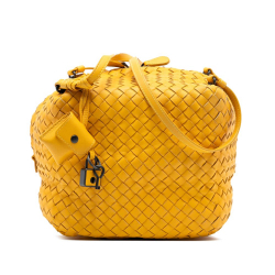 Bottega Veneta B Bottega Veneta Yellow Nappa Leather Leather Nappa Intrecciato Cube Crossbody Italy