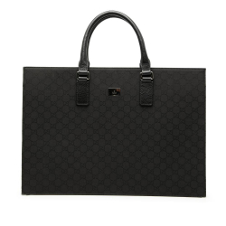 Gucci B Gucci Black Nylon Fabric GG Executive Business Bag Italy