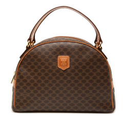 Celine B Celine Brown Coated Canvas Fabric Macadam Dome Handbag Italy