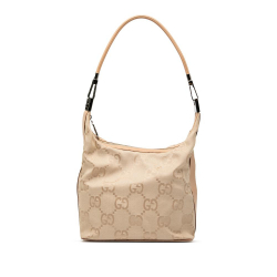 Gucci B Gucci Brown Beige Canvas Fabric GG Shoulder Bag Italy