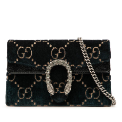 Gucci B Gucci Blue Dark Blue Velvet Fabric Mini GG Dionysus Crossbody Italy