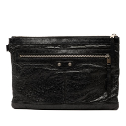 Balenciaga B Balenciaga Black Lambskin Leather Leather Lambskin Motocross Classic Clip M Clutch Italy