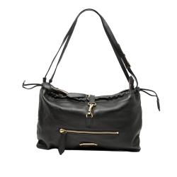 Burberry B Burberry Black Calf Leather Big Crush Shoulder Bag Italy