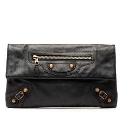Balenciaga B Balenciaga Black Lambskin Leather Leather Lambskin Motocross Giant 12 Envelope Clutch Italy