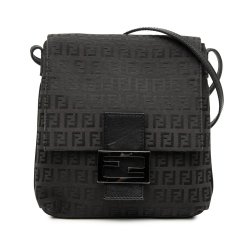 Fendi B Fendi Black Canvas Fabric Zucchino Crossbody Italy