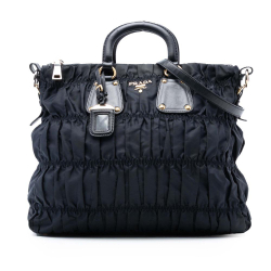 Prada B Prada Black Nylon Fabric Tessuto Gaufre Satchel Italy