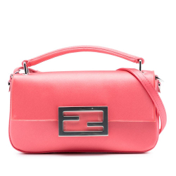 Fendi AB Fendi Pink Dark Pink Satin Fabric Phone Pouch Baguette Satchel Italy