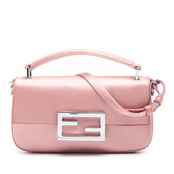 Fendi AB Fendi Pink Light Pink Satin Fabric Baguette Phone Pouch Satchel Italy