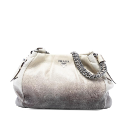 Prada B Prada White Goatskin Leather Cervo Ombre Antik Chain Shoulder Bag Italy