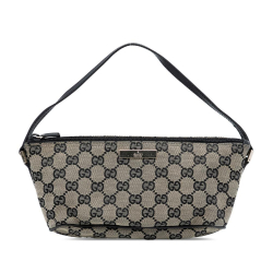 Gucci AB Gucci Brown Beige Canvas Fabric GG Boat Italy