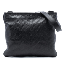 Gucci B Gucci Black Calf Leather Guccissima Crossbody Italy