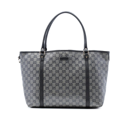 Gucci AB Gucci Gray Coated Canvas Fabric Medium GG Crystal Joy Tote Italy
