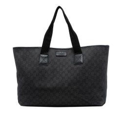 Gucci B Gucci Gray Dark Gray Denim Fabric GG Tote Italy