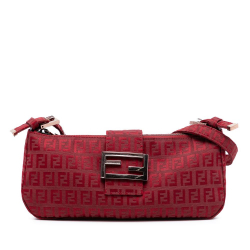 Fendi B Fendi Red Canvas Fabric Zucchino Shoulder Bag Italy