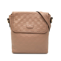 Gucci B Gucci Brown Nude Calf Leather Guccissima Crossbody Italy