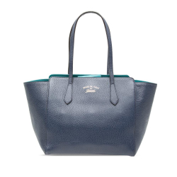 Gucci B Gucci Blue Navy Calf Leather Medium Swing Tote Italy