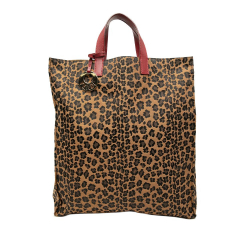 Fendi AB Fendi Brown Canvas Fabric Leopard Print Tote Italy