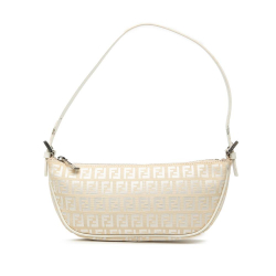 Fendi B Fendi Brown Light Beige Canvas Fabric Zucchino Shoulder Bag Italy