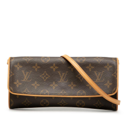 Louis Vuitton B Louis Vuitton Brown Monogram Canvas Fabric Monogram Pochette Twin GM Spain