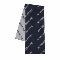 Balenciaga XL-Schal aus Wolle All Over Logo NEW