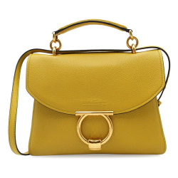 Ferragamo B Ferragamo Yellow Calf Leather skin Gancini Margot Top Handle Bag Italy