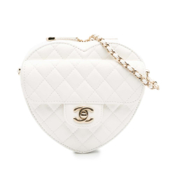 Chanel AB Chanel White Ivory Lambskin Leather Leather Lambskin CC in Love Heart Crossbody France